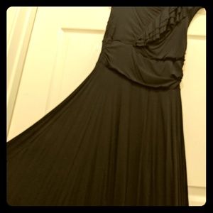 NAVY KNIT RUFFLE SWING DRESS